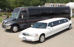 A white limousine and a party limousine