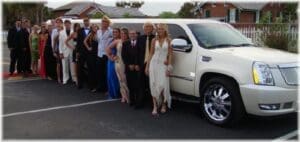 Students with Prom Limousine