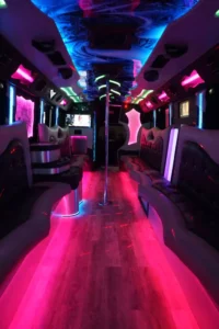 Party bus interior - Metrowest Limousine Franklin Ma
