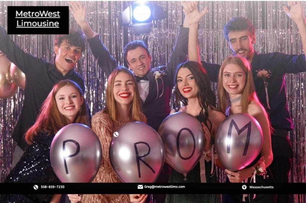 Prom celebration in party bus